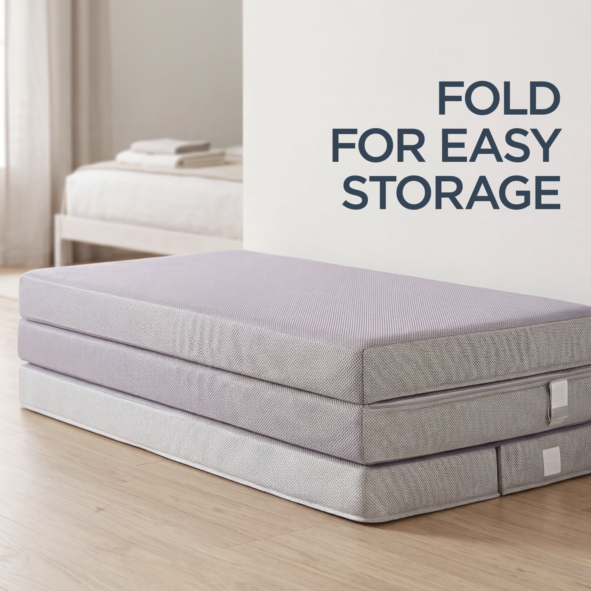 Best Choice Products 4in Thick Folding Portable Twin Tri-Fold Mattress w/ Carry Case, Washable Cover - Gray