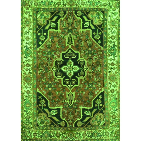 Ahgly Company Indoor Rectangle Oriental Green Traditional Area Rugs, 7' x 10'
