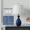 thumbnail image 4 of 19”Ceramic Table Lamp Set of 2, Modern Bedside Lamps for Nightstand, Bedroom, Living Room with Rocker Switch,Navy Blue, 4 of 7