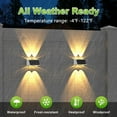 thumbnail image 4 of Solar Fence Lights 2 Pack, Solar Powered Lights Outdoor Waterproof, 9-Mode Warm/Cool White & RGB Up-Down Led Spot Wall Lights Dusk to Dawn Decor for Backyard, Deck, Patio, Pool, Railing(White), 4 of 6