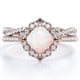 thumbnail image 1 of JeenMata Anillo Nupcial con Pavé Infinito de Moissanita y Ópalo Australiano de Talla Cojín de 1,5 Quilates Engastado en Oro Rosa de 18 K sobre Plata, 1 of 6