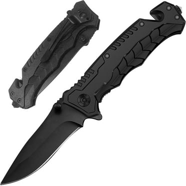 Pocket Folding Knife,DFITO Knife for Men - 3.5" Blade Black Pocket Knife with Aluminum Handle - Cool Sharp Folding Knives