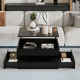 thumbnail image 3 of Noble House Lift-Top Coffee Table with LED Light & 2 Drawers,Black, 3 of 10