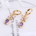 thumbnail image 5 of MLINS 1Pair Women Purple Zircons Earrings Simple Hanging Ear Rings Ear Studs Jewelry Decor Gift for Party Wedding Festival Birthday, 5 of 8