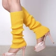 thumbnail image 1 of Zhuge 2 pares de calentadores de piernas para mujer, calentadores de piernas tejidos con puños elásticos antideslizantes, moda Y2K para fiestas, deportes, yoga, ballet, baile, amarillo oscuro, 1 of 2