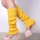 thumbnail image 1 of Zhuge 2 pares de calentadores de piernas para mujer, calentadores de piernas tejidos con puños elásticos antideslizantes, moda Y2K para fiestas, deportes, yoga, ballet, baile, amarillo oscuro, 1 of 2