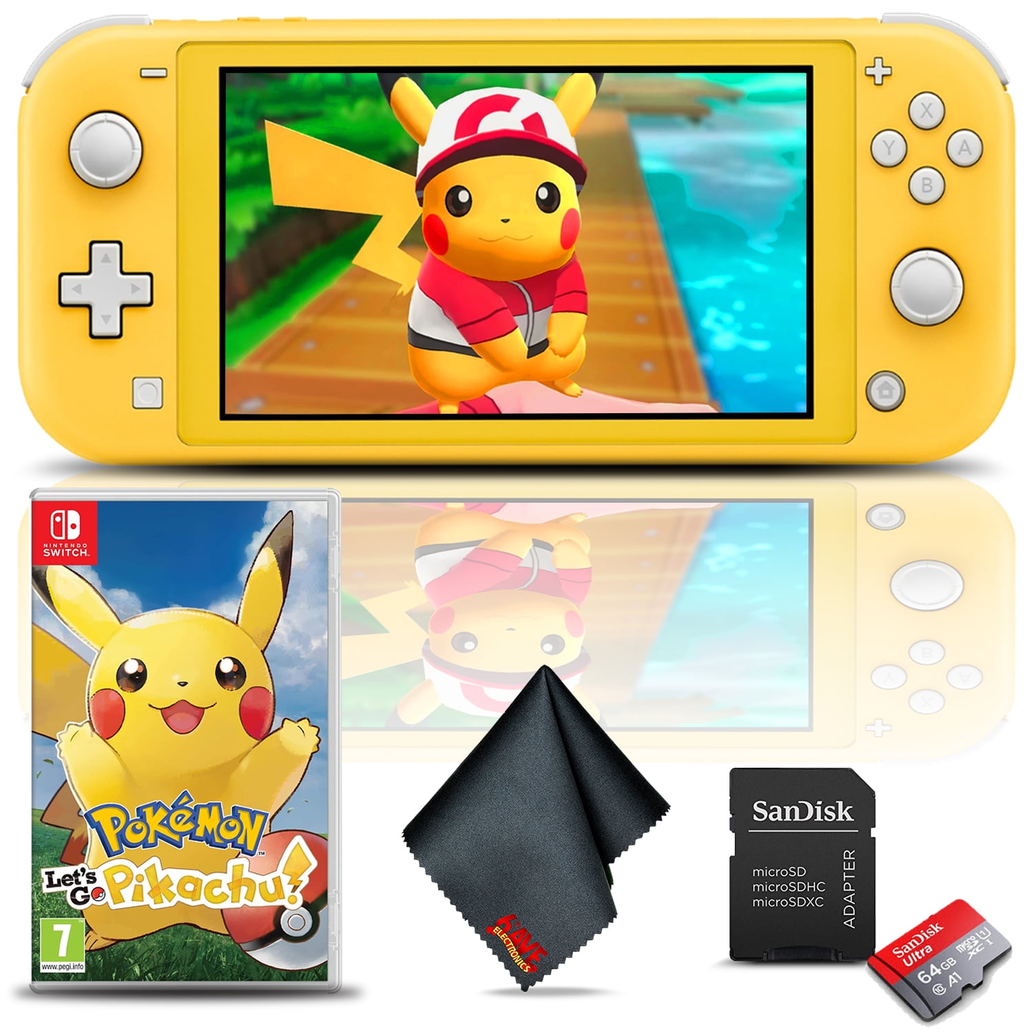 Nintendo Switch Lite (Yellow) with Pokemon: Let's Go Pikachu 64GB microSD - Walmart.com