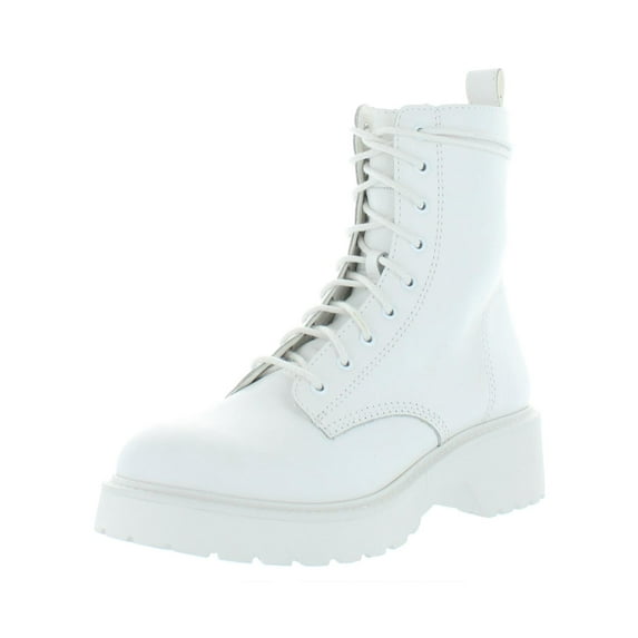 Steve Madden Womens Tornado Leather Lace-Up Combat Boots White 8 Medium (B,M)