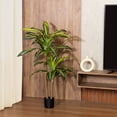 thumbnail image 6 of HiPlants 5ft Artificial Dracaena Plants in Black Plastic Pot, Faux Trees Indoor Outdoor Decor, Fake Plants for Home Decor Office Porch Patio Perfect Housewarming Gift, 6 of 7