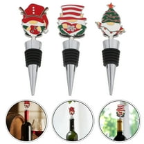 BESTYASH 3-Piece Decorative Christmas Wine Bottle Stoppers Gnome Design Reusable Holiday Wine Bottle Plugs Set