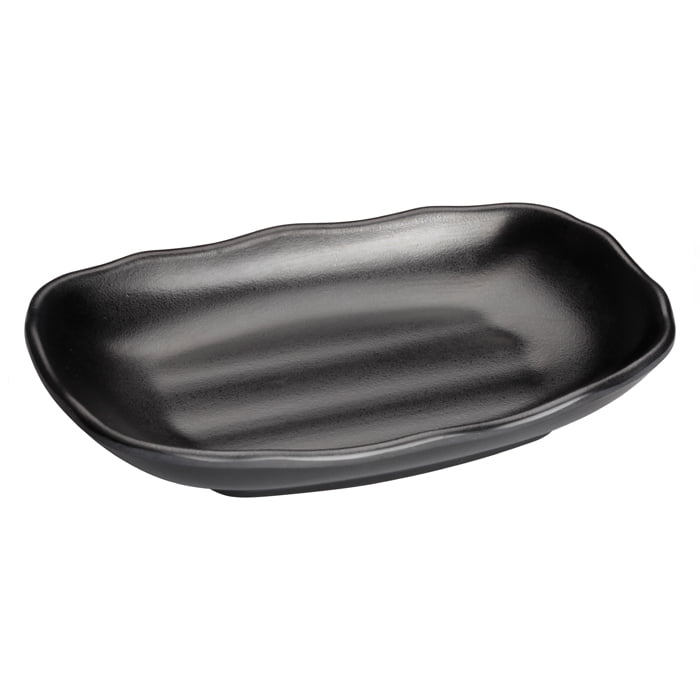 10" x 6 1/8" Melamine Rectangular Plate, Black,Pack of 4