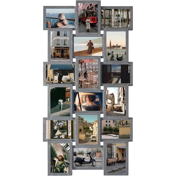 4X6 Collage Picture Frames for Wall Decor, 18 Opening Collage Wall Hanging for 6x4 Photo, Multi Picture Frame Set with One-piece Design Ashes