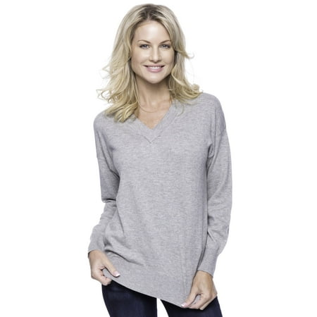 Pure Cashmere Crewneck Sweater - Tocco Reale Women's Cashmere Blend Deep V-Neck Sweater