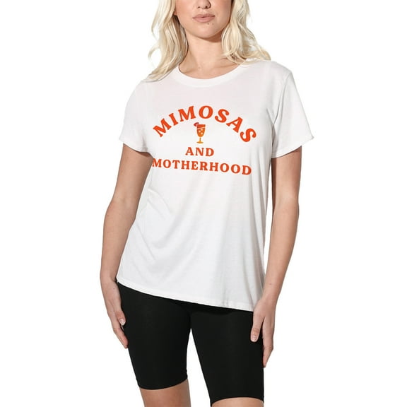 Mimosas And Motherhood Women's Loose Fit Graphic T-Shirt – Casual Short Sleeve
