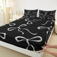 thumbnail image 3 of jejeloiu Cartoon Cute Bow Bed Sheets,Kawaii Bowknot Bowtie King Sheets,Silver Black Sheet Set For Girls,Ultra Soft Home Decor,4 Pieces, 3 of 7