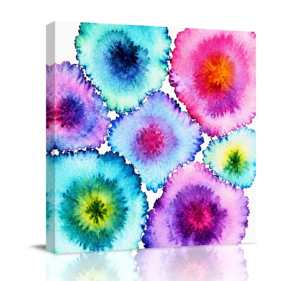 Canvas Wall Art, Abstract Tie-dye Framed Canvas Prints for Bedroom Office, Modern Colorful Geometric Gradient Large Gallery Wrapped Wall Decor for Home Office, Gifts, 16"x16" Ship Next Day