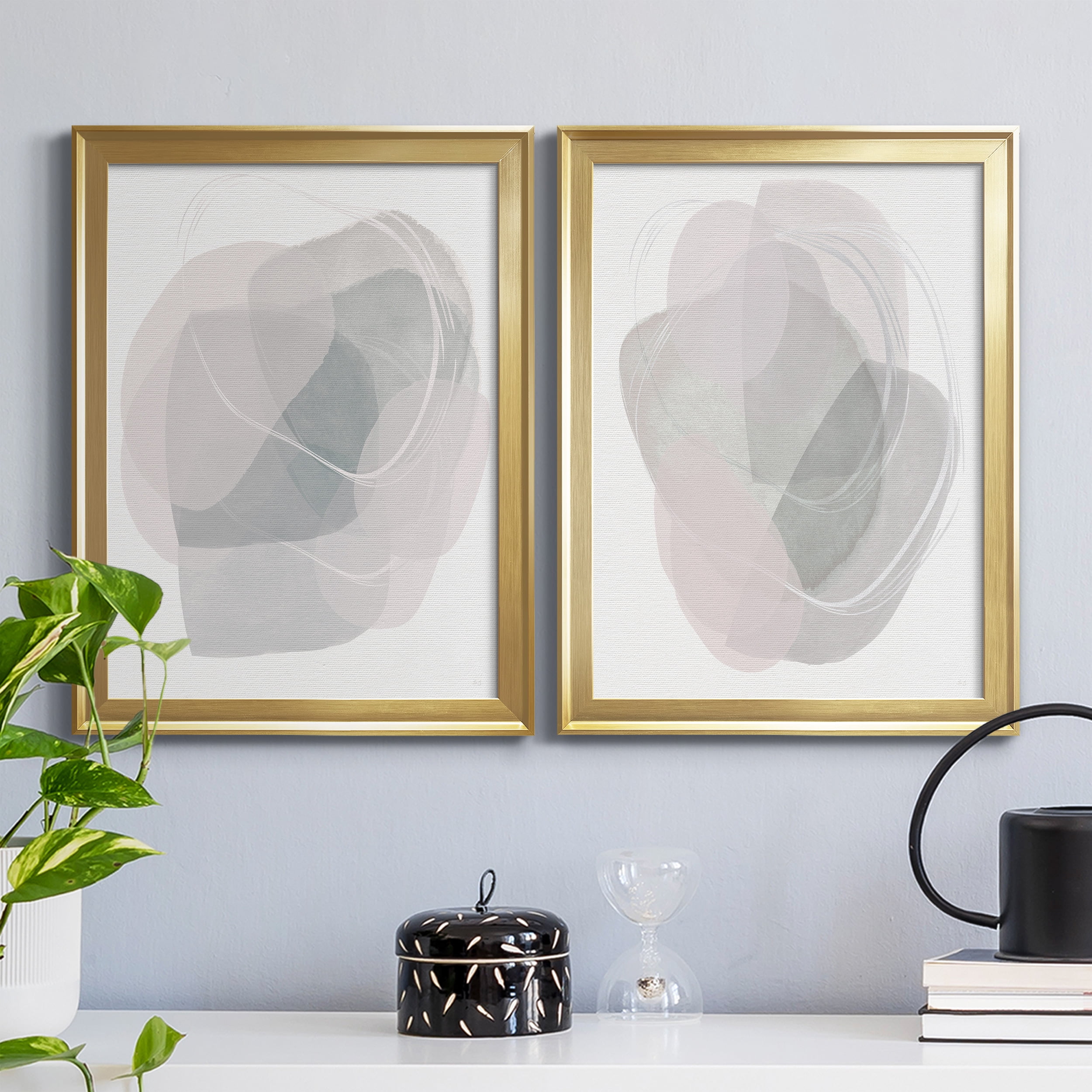 2 Piece Set River Jewels I Premium Framed Canvas - Ready to Hang - 18.5 x 24.5 Each - Gold Frame