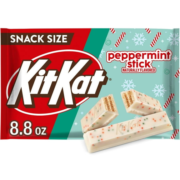 Kit Kat Peppermint Stick Flavored Wafer Snack Size Christmas Candy, Bag 8.8 oz