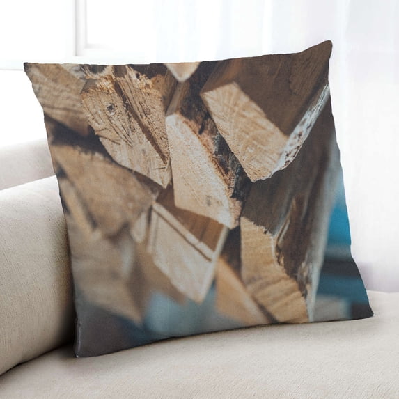 Ahgly Company Earth Wood Indoor Throw Pillow, 18 inch by 18 inch