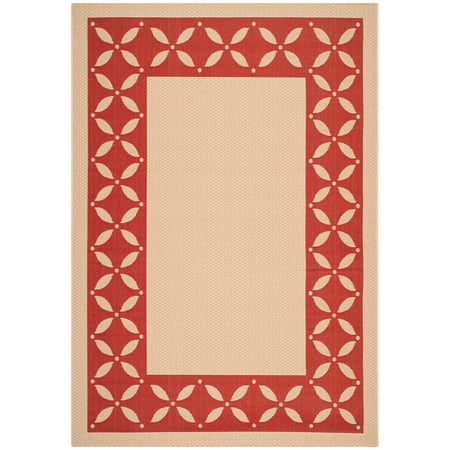 Martha Stewart by Mallorca Border Indoor/ Outdoor Rug Cream/Red 5'3" x 7'7" 5' x 8' Red