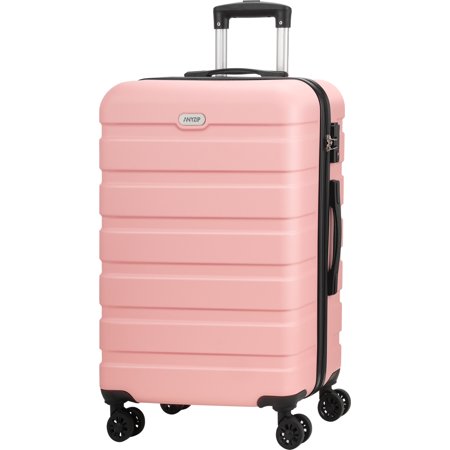 Luggage PC ABS Hardside Lightweight Suitcase with 4 Universal Wheels TSA Lock Checked Pink