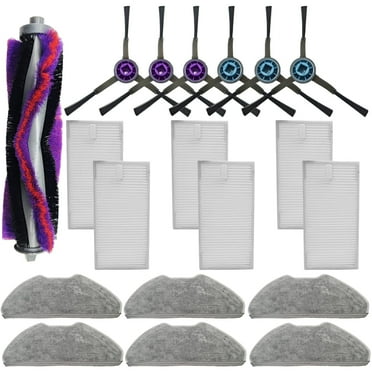 Replacement Parts Accessories Kit Compatible with Eureka E10s Robot Vacuum Cleaner, 1 Main Brush, 6 Side Brushes, 6 Hepa Filters, 6 Mop Pad