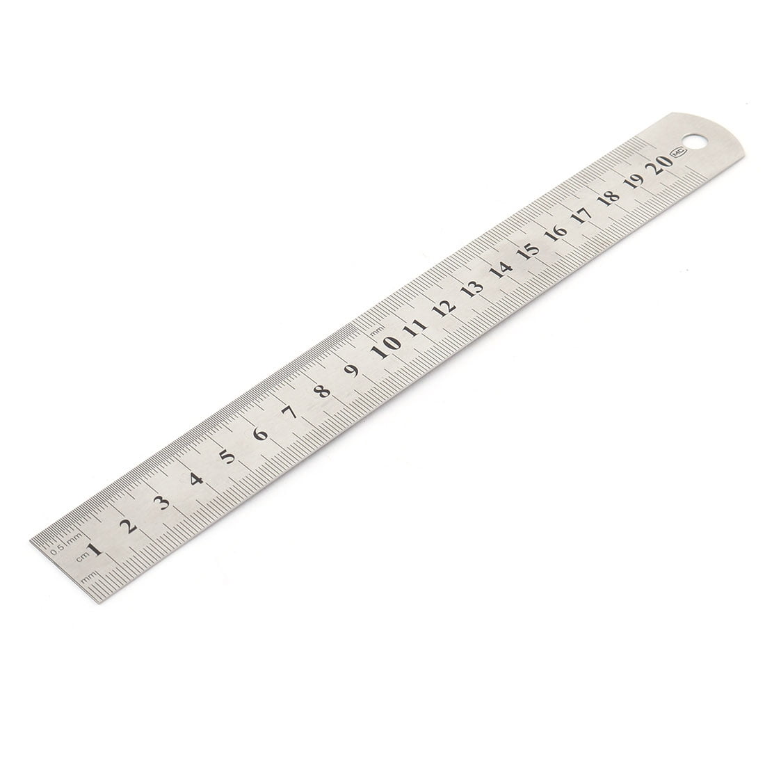Office School Metal Measuring Tool Straight Edge Ruler Silver Tone 20cm