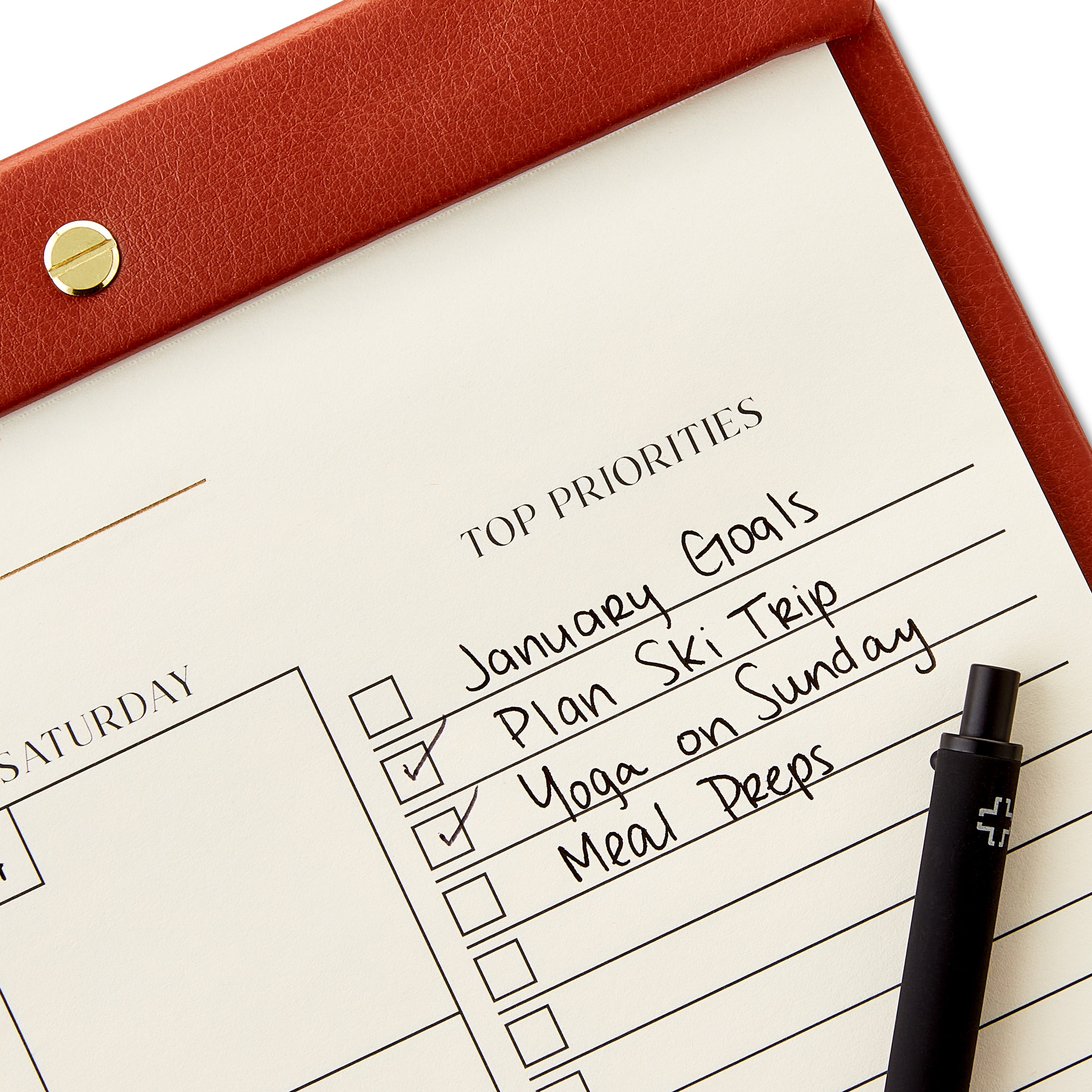 Pen+Gear 12-Month Medium Cognac Brown Undated Simulated Leather Desk Pad Calendar, 18.5 x 12.5 Inches