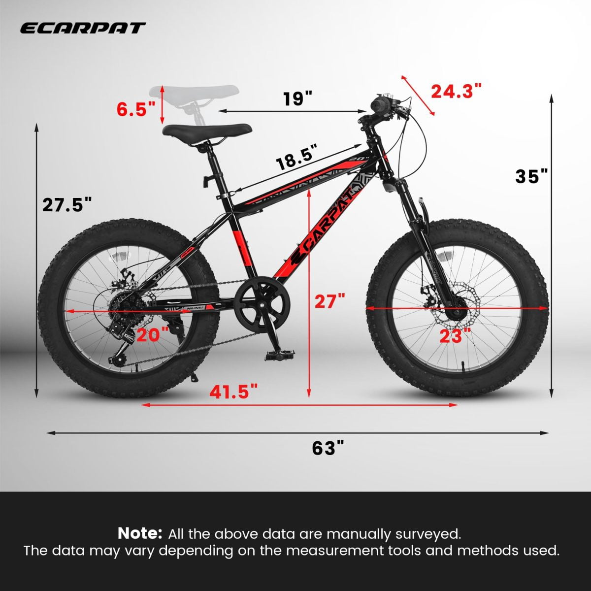 S20109 20-Inch Mountain Bike for Kids and Teenagers, High Carbon Steel Frame, Disc Brakes, Front Suspension, 7-Speed, Ideal for Snow and Off-Road Riding