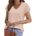 thumbnail image 2 of Suéter WIHOLL de manga corta, cuello en V, ligero, color albaricoque, talla M, 2 of 5