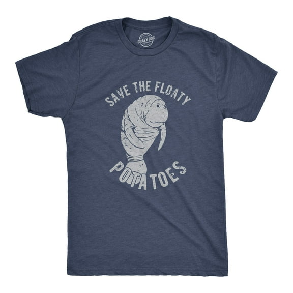 Mens Save The Floaty Potatoes T Shirt Funny Manatee Conservation Tee Graphic Tees