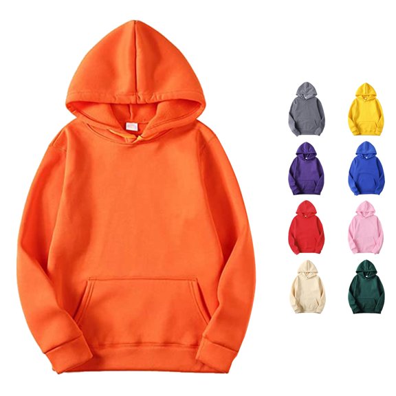 Xijirk Mens Pullover Hoodie Long Sleeve with Kangaroo Pocket Casual Loose Fit Sweatshirt for Daily Outdoor Autumn Winter Wear,Orange,M