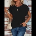 thumbnail image 4 of Camisetas para Mujer, Camisetas Informales con Mangas Murciélago Lisas y Dobladillo Cruzado, Camisetas Ajustadas A Negro L, 4 of 8