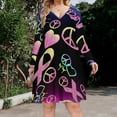 thumbnail image 2 of A Colorful Sign with Peace And Ribbon Long Sleeve Dresses For Women Vintage Elegant Party Dress Oversized V-neck Dress S-8XL, 2 of 7