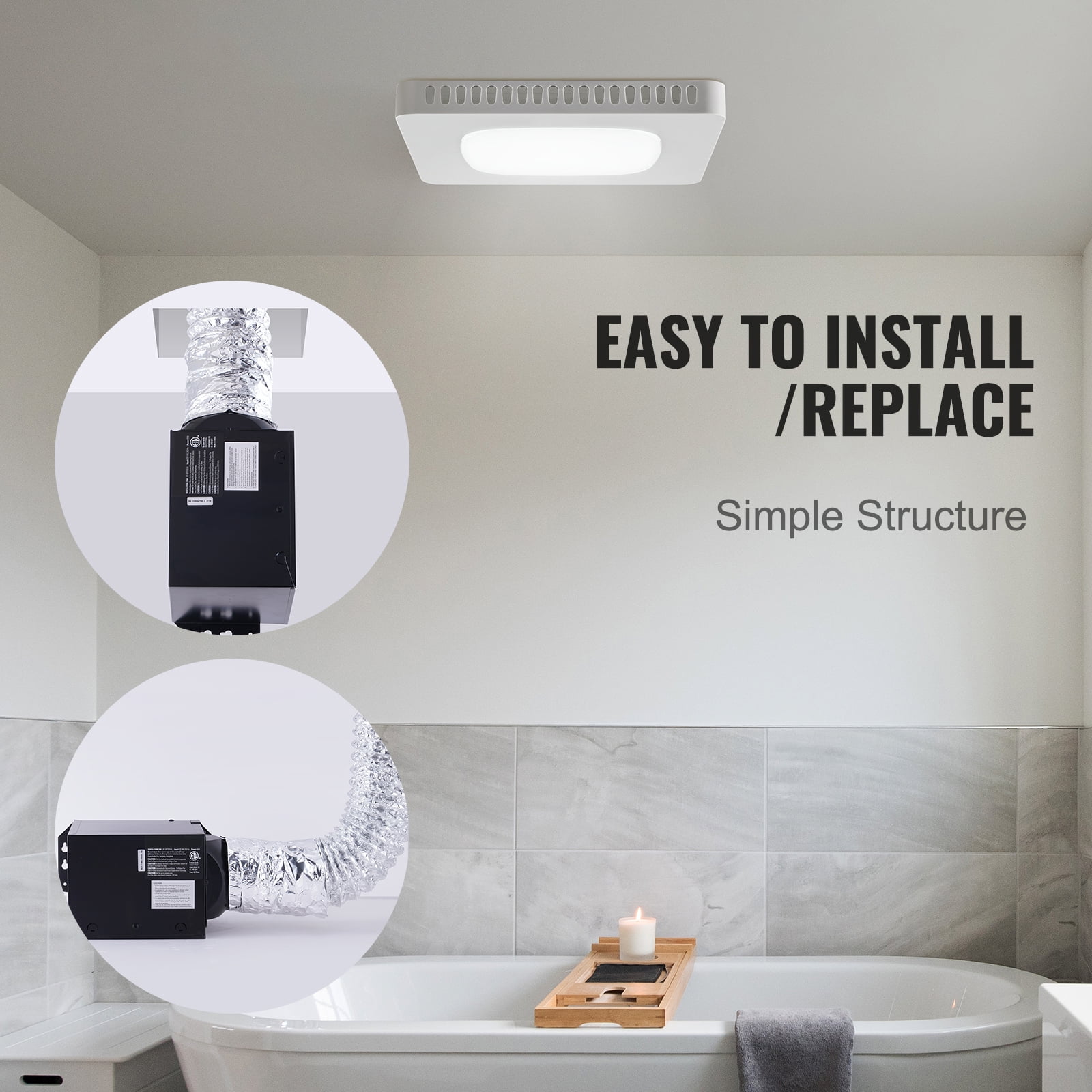 SKYSHALO 110 CFM Galvanized Steel Bathroom Exhaust Fan