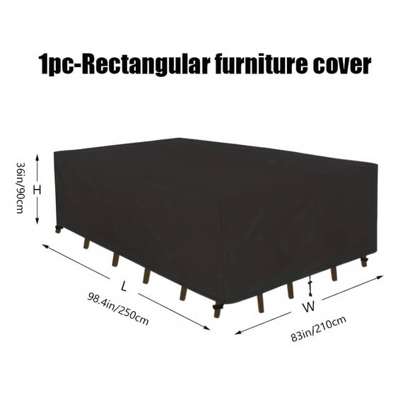 HLONK Housse de Mobilier Rectangulaire d'Extérieur Adaptée aux tables et Chaises d'Extérieur, Mobilier de patio Etc. en Tissu Oxford 420D avec Ruban Plaqué Argent sur les Coutures durable et durable