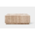 thumbnail image 3 of Mofit Home, Modern, Elegant, Beige Travertine+Wood Coffee Table, Living room, Furniture for Living Room, Square, 1pc, 3 of 3