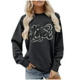 thumbnail image 1 of WEAIXIMIUNG Chandails en Molleton Graphiques Femmes Quotidien Maison Extérieur Entraînement Solide Manches Longues Col Rond T-Shirt Haut Imprimé Chandail en Molleton, 1 of 7