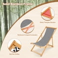 thumbnail image 3 of Topcobe Folding Bamboo Sling Chair with Adjustable Backrest and Canvas, Pool Deck Furniture, Natural, 3 of 5