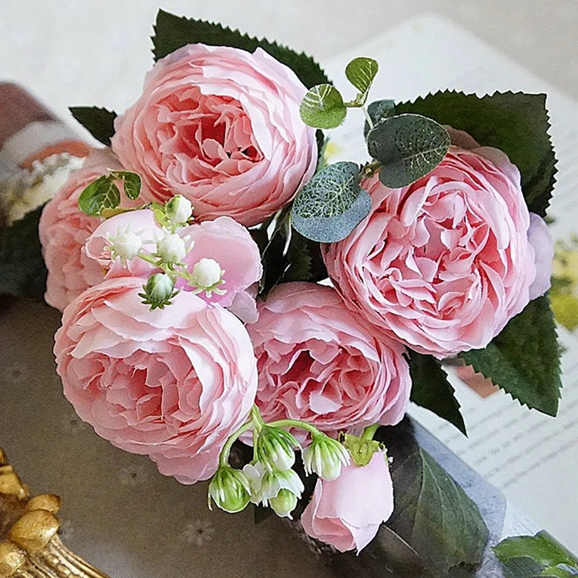 Artificial Rose Flower Bunch Fake Plants Bouquet Party ...