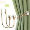thumbnail image 2 of Abrazaderas de Cortina en Forma de U de Plástico Dorado con Perla y Tornillos, de Pared para Cortinas de Casa y Oficina., 2 of 5
