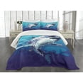 thumbnail image 3 of Ambesonne Blue Quilted Bedspread Set 3 Pcs, Shark Oceanlife Animal, Queen Size, Blue Grey, 3 of 5