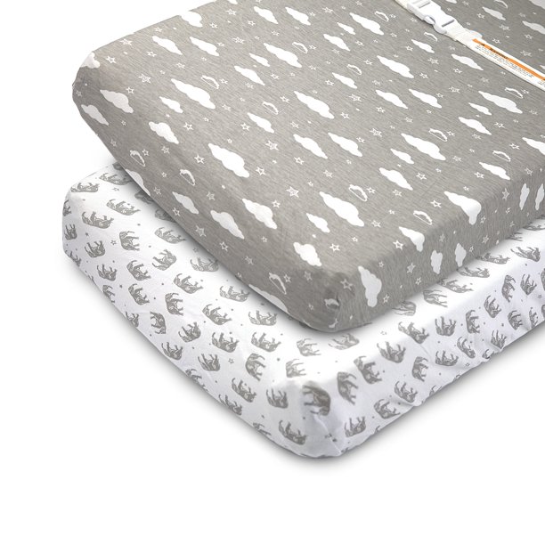 Bublo Baby Changing Pad Cover Sheets Set, 2 Pack, Universal Fitted Changing Table Covers for