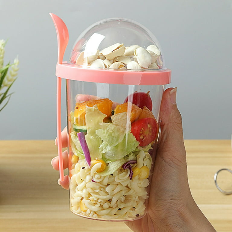 Parfait Cups With Lids, Vegetable Fruit Salad Cups With Spoon And Salad  Dressing Holder Home Fresh Salad Dressing Container - Temu