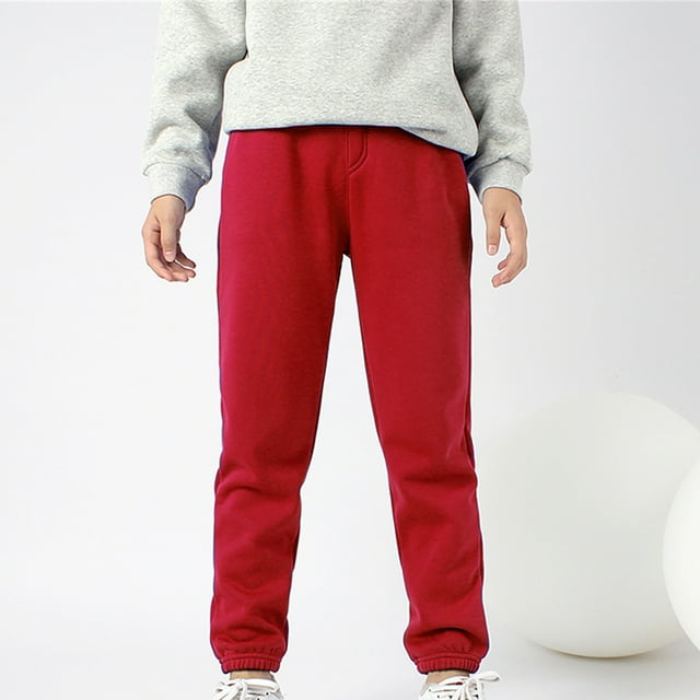 Cowsor Kids Solid Color Sweatpants Casual Elastic Waist Joggers Pants Comfort Loose Fit Athletic Pants Running Trousers