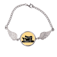 thumbnail image 1 of Negro animal hiena silueta natural Pulsera pulsera pulsera alas de ángel pulsera, 1 of 3