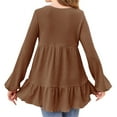 thumbnail image 4 of Langwyqu Long Sleeve V-Neck Girls High Low Waist Loose Ruffle Hem Tops For 5-14 Years, 4 of 5