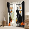 thumbnail image 3 of Manfei Black Kitten Blackout Curtains Set of 2 (52x84 Each),Geometric Stripes Pumpkin Window Curtains,Spider Webs Curtains and Drapes For Teens,Luxury Bedroom Decor, 3 of 6