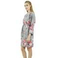 thumbnail image 4 of Bimba Women's Floral Printed 3/ Sleeve Gray Bridesmaid Robe Coverup Wedding-16, 4 of 5