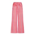 thumbnail image 5 of Women Capri Pants Clearance, Xunlbb Women's Summer High Waisted Wide Leg Pants Stripe Matching Yoga Gym Long Pants(Pink,XXL), 5 of 5